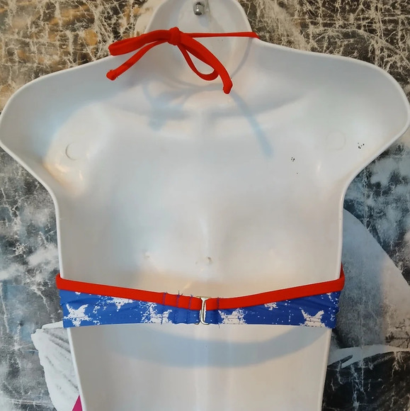 💚5/$25 NWT Patriotic Star Push Up Padded Bikini Top Size Medium (4-6) - Picture 6 of 6